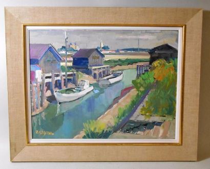 null Paul-Marie LEPAGE (1909-1976) "Vue du Canal" Huile sur toile signée en bas à...