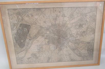 null Vieux plan de Paris encadré - 60 x 86 cm 