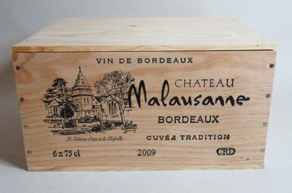 6 bouteilles de CHATEAU MALAUSANNE Bordeaux 2009 (caisse bois d'origine) null