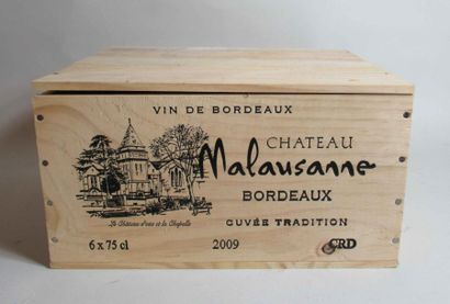 6 bouteilles de CHATEAU MALAUSANNE Bordeaux 2009 (caisse bois d'origine) null