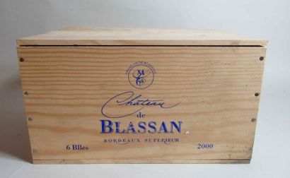 6 bouteilles de CHATEAU DE BLASSAN Bordeaux Supérieur (caisse bois d'origine) nu...