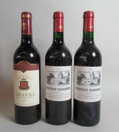 2 bouteilles de CHATEAU CABANIEU Médoc 1998 + 1 bouteille de GRAVES Chantet Blanet...