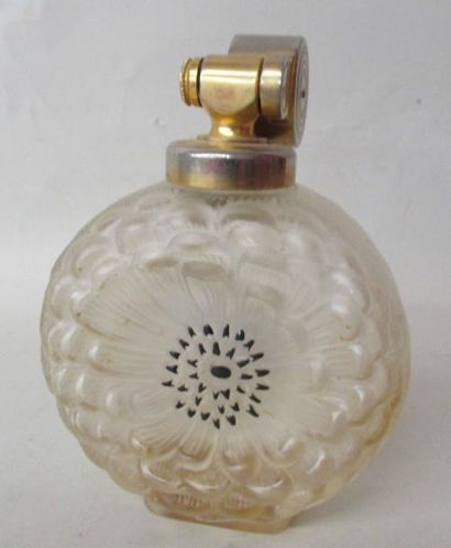 null LALIQUE - Flacon de parfum modèle "Dahlia" avec centre émail noir - Ht : 14...