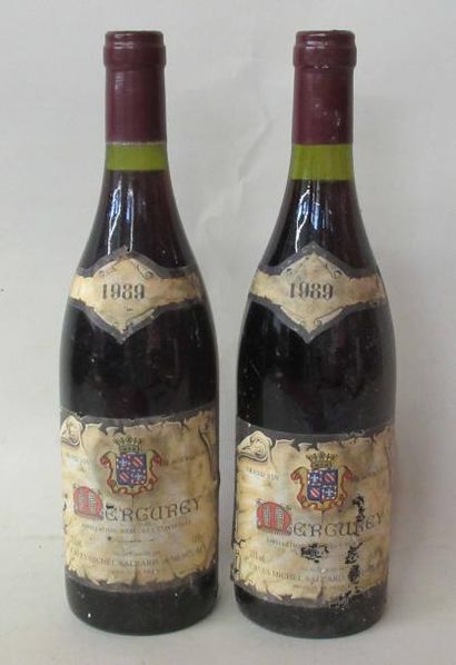 null 2 bouteilles de MERCUREY Caves Michel Salzard 1989 (étiquettes abimées) 