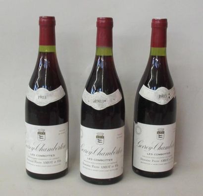 null 3 bouteilles de GEVREY CHAMBERTIN Les Combottes Pierre Amiot et Fils 1983 (étiquettes...