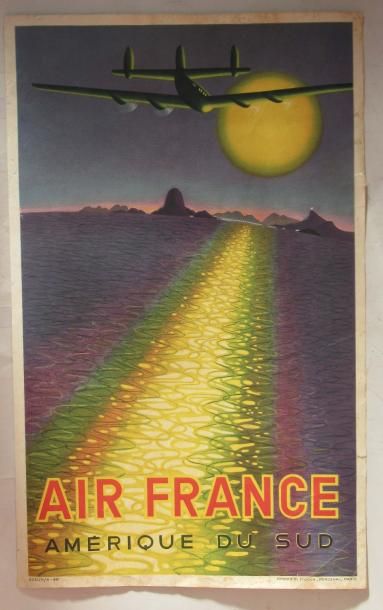 null Petite affiche "AIR FRANCE. Amérique du Sud" 