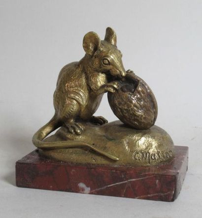 null Arthur WAAGEN (1833-1898) "Chien aux poils longs jouant avec une balle" Sculpture...