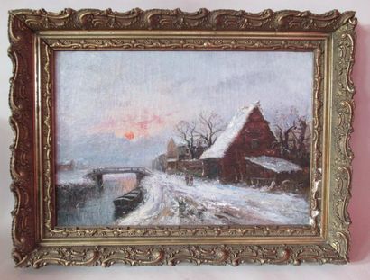 null Henri BOISGONTIER (1841-1951) "Le Canal de la Dheulle" Huile sur toile signée...