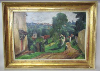 null Charles KVAPIL (1884-1957) "Paysage au chemin" Huile sur toile signée en bas...