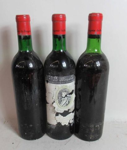 null 3 bouteilles de SAINT EMILION La Bergerie Baron Philippe de Rothschild 1973...