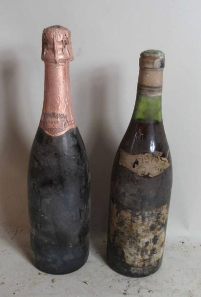 null 1 bouteille de CHAMPAGNE ROSE BRUT (sans nom) (étiquette abimée et manquante)...