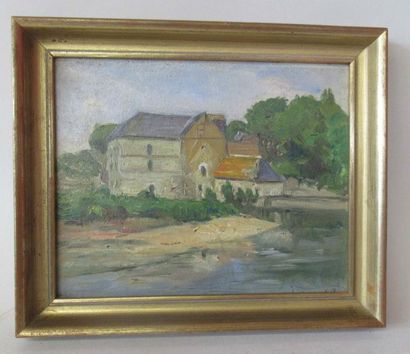 null Alfred de MAGHELLEN (1871-?) "Noyen-sur-Sarthe : le petit moulin" Huile sur...