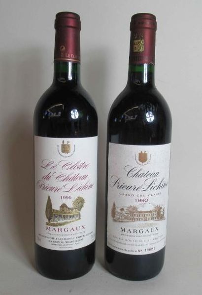 null 2 bouteilles de CHATEAU PRIEURE LICHINE Margaux 4e Cru Classé 1990 et 1996 