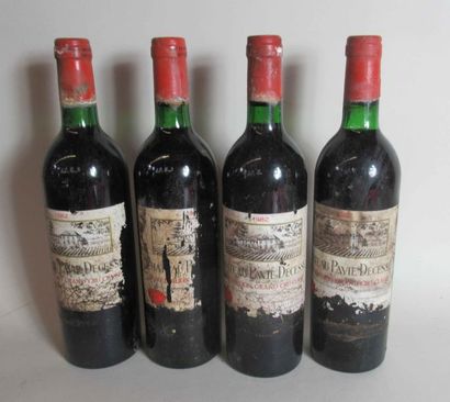 null 4 bouteilles de CHATEAU PAVIE-DECESSE Saint Emilion Grand Cru Classé 1982 (étiquettes...