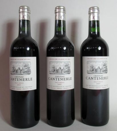 null 3 bouteilles de CHATEAU CANTEMERLE Haut-Médoc Grand Cru Classé 2005 