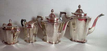 null GORHAM Orfèvre - Service à thé café en métal argenté modèle Louis XVI à décor...