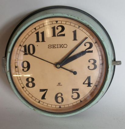 null SEIKO - Horloge de marine, le cadran métallique rond laqué vert à chiffres arabes...