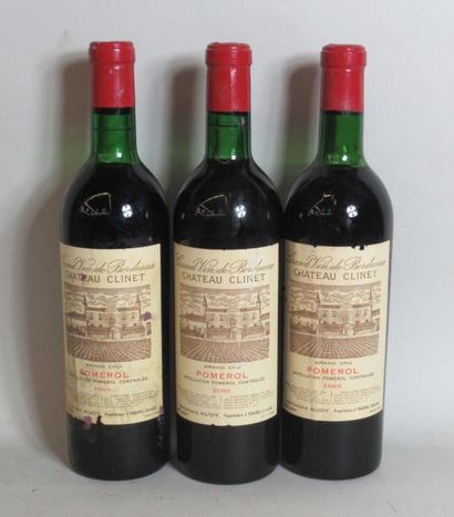 null 3 bouteilles de CHATEAU CLINET Grand Cru Pomerol Domaine Georges Audy 1969 (niveaux...