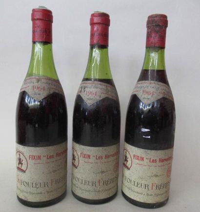 null 3 bouteilles de FIXIN "Les Hervellets" Dufouleur Frères 1964 