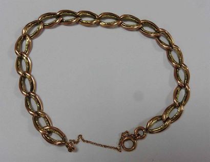 null Bracelet en or de deux tons 18 K (750/oo) à mailles ovales ajourées - Poids...