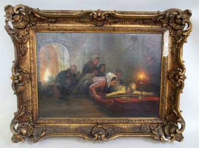null Rémy COGGHE (1854-1935) "Adoration dans la nef de San Carlo - Vendredi Saint...