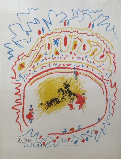 null PABLO PICASSO (1881-1973) (d'après) "La corrida" Lithographie en couleur sur...