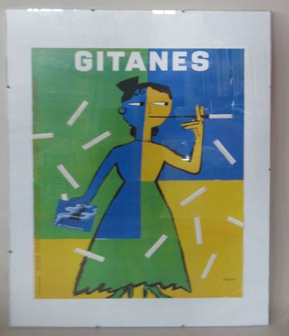 null SAVIGNAC - Affiche publicitaire pour les cigarettes Gitanes (encadrée)