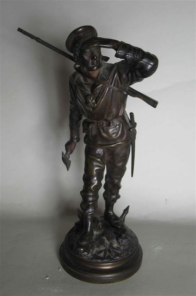 null Attribué à Charles ANFRIE (1833-1905) "Marin du Bayaré" Sculpture en bronze...