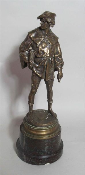 null Émile Louis PICAULT (1833-1915) "Jeune mousquetaire" Epreuve en bronze à patine...