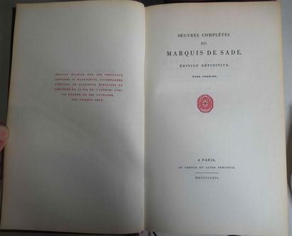 null "Oeuvres complètes du Marquis de Sade" 3 volumes reliés - Edition définitive...