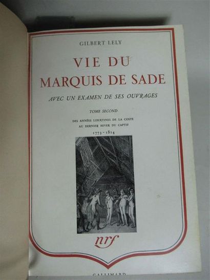 null Gilbert LELY "Vie du Marquis de Sade" 2 volumes reliés avec dos à quatre nerfs...