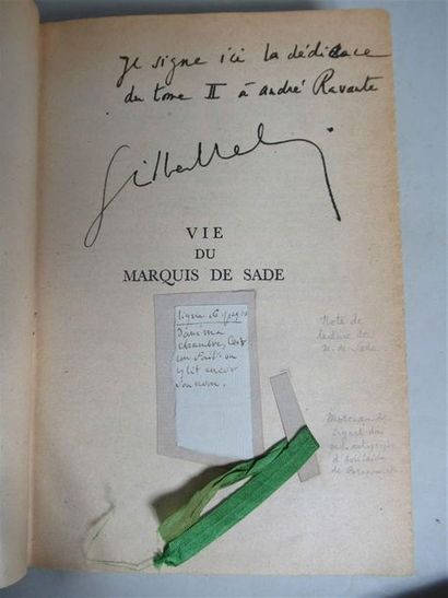 null Gilbert LELY "Vie du Marquis de Sade" 2 volumes reliés avec dos à quatre nerfs...