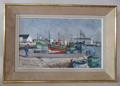 null R. LEFORESTIER (XXe) "Vue du Port à Concarneau" Huile sur toile signée en bas...