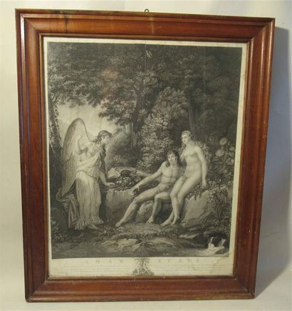 null CAZENAVE "Adam et Eve" Eau forte par FORTIER dessinée et gravée par Cazenave...