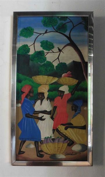 null Ensemble de 4 cinq peintures haïtiennes dont LOUIS JOSEPH 74, WILNER, JEAN HENRY...