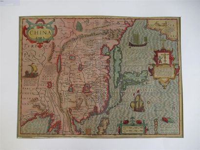 null Lot de cartes anciennes et plans dont : * Abraham ORTELIUS (1528-1598) "Chine"...