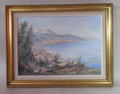 null M. JAMART "Marine" Huile sur toile signée en bas à droite - 33,5 x 46,5 cm Présenté...