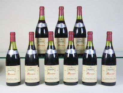null 9 bouteilles MERCUREY 1988 Morin Père & Fils, niveaux : 1 à 4,5 cm, étiquettes...