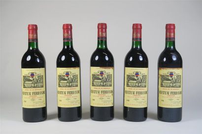 null 5 bouteilles CHÂTEAU DE FERRANDE 1988 Graves, niveaux : 3 bas goulot, 3 étiquettes...