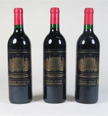 null 3 bouteilles : CHÂTEAU PALMER 1990 Margaux, étiquettes très légèrement marquées,...