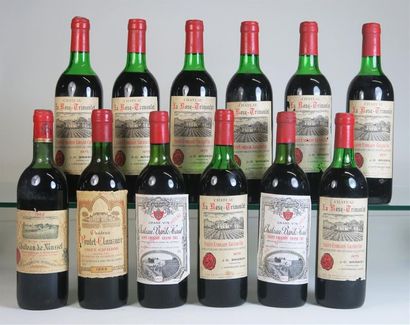 null 12 bouteilles : 8 CHÂTEAU LA ROSE TRIMOULET 1975 GC Saint Emilion, niveaux :...
