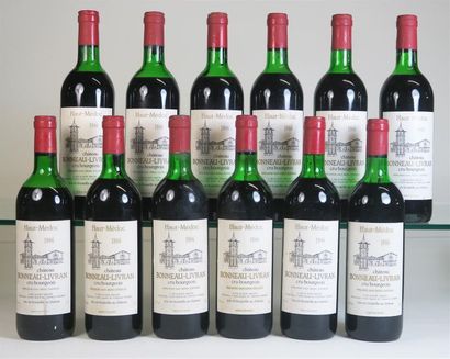 null 12 bouteilles CHÂTEAU BONNEAU-LIVRAN 1986 Cru Bourgeois Haut Médoc, niveaux...