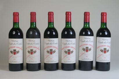 null 6 bouteilles CHÂTEAU COMTE DES CORDES 1982 Saint Emilion, niveaux : haute épaule,...
