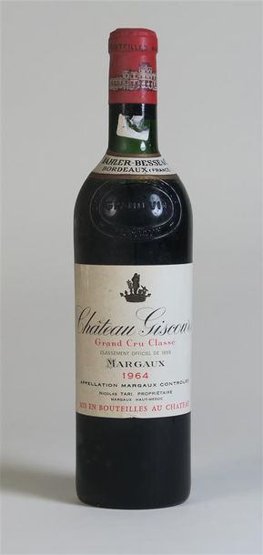 null 1 bouteille CHÂTEAU GISCOURS 1964 Margaux, niveau : mi épaule, étiquette légèrement...