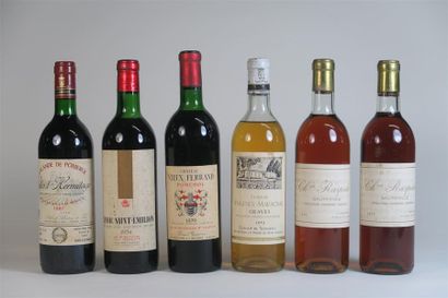 null 6 bouteilles : 1 bouteille CLOS L'HERMITAGE 1987 Lalande de Pomerol, niveau...