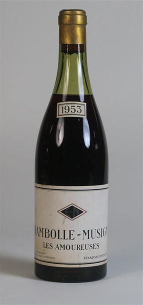 null 1 bouteille CHAMBOLLE MUSIGNY LES AMOUREUSES 1953 Nicolas, niveau : 4,5cm, étiquette...