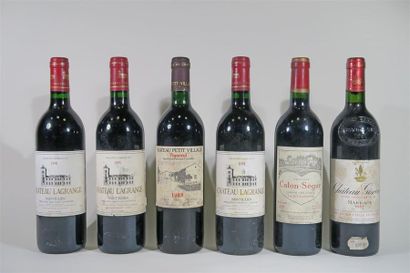 null 6 bouteilles : 3 bouteilles CHÂTEAU LAGRANGE 1991 Saint Julien, étiquettes tachées,...