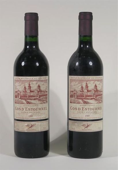 null 2 bouteilles CHÂTEAU COS D'ESTOURNEL 1989 Saint Estèphe, étiquettes tachées....