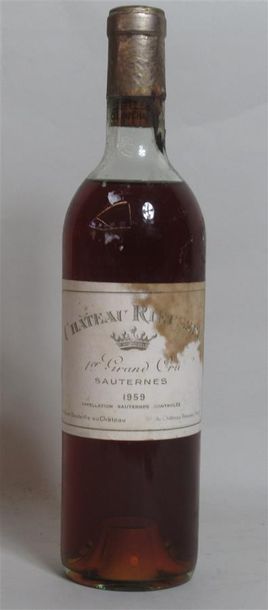 null 1 bouteille CHÂTEAU RIEUSSEC 1959 Sauternes, niveau : mi épaule, étiquette tachée,...