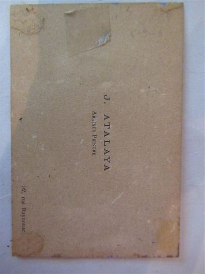 null Enrique ATALAYA (1851-1914) "Paysage" Huile sur carte de visite J ATALAYA artiste...